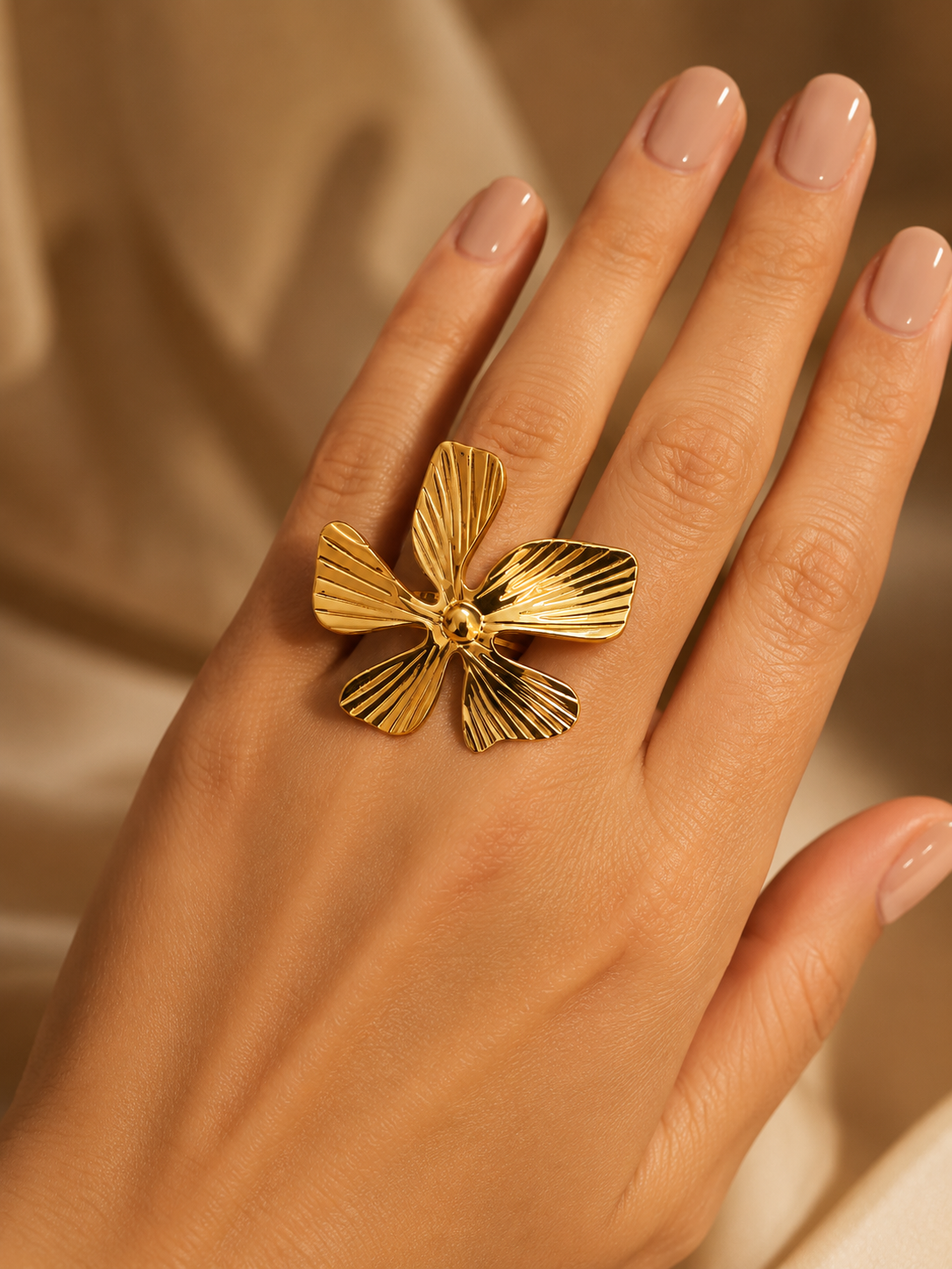 Golden Bloom Statement Ring