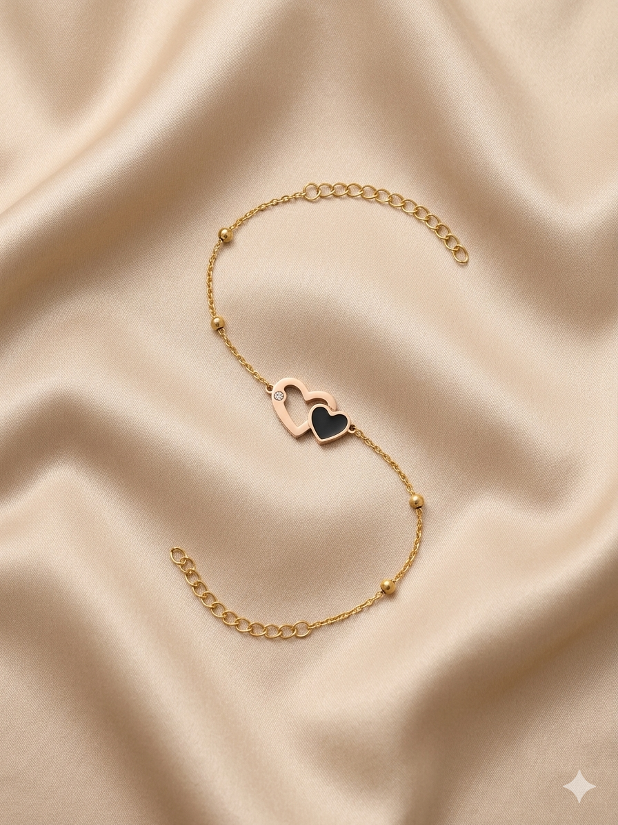 Midnight Duo Heart Bracelet