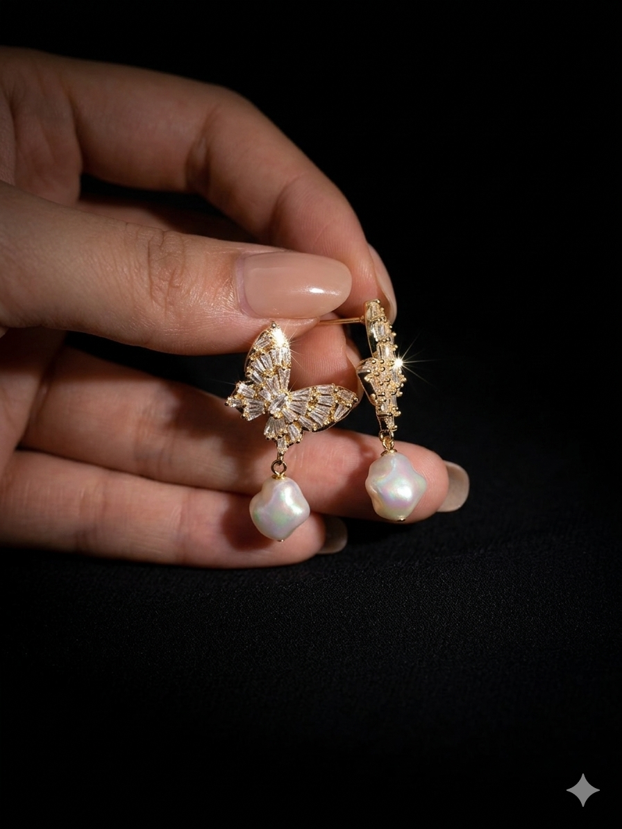 Celeste Butterfly Pearl Drops