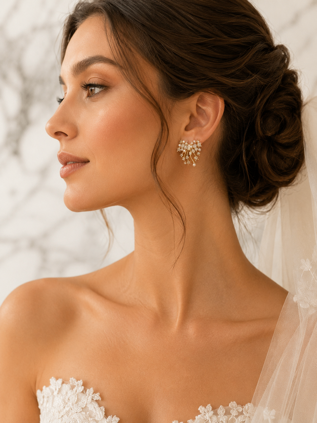 Snowflake Pearl Bloom Studs