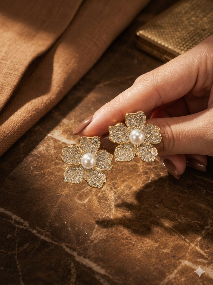 Golden Sakura Pearl Earrings