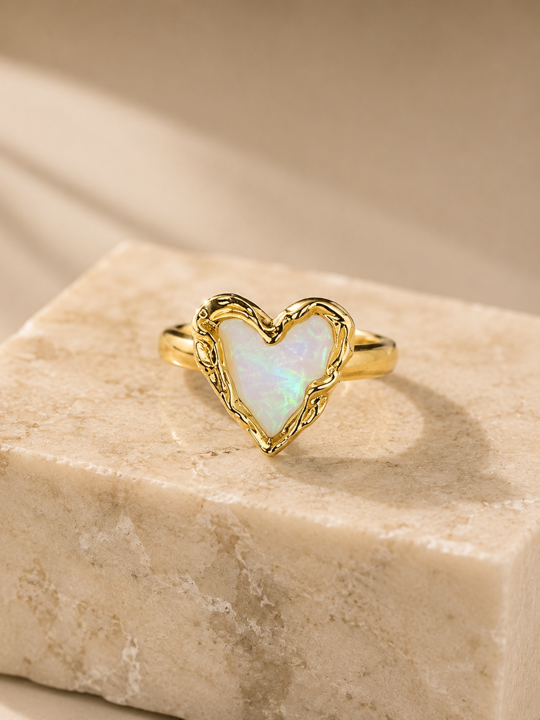 Aurora Heart Opal Ring (Ivory)
