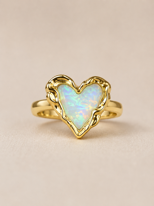 Aurora Heart Opal Ring (Ivory)