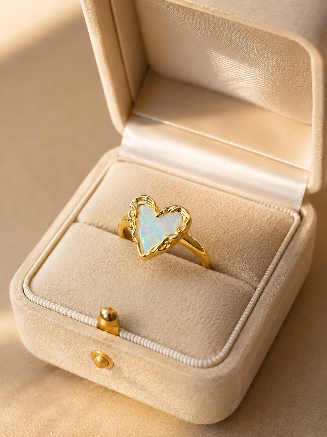 Aurora Heart Opal Ring (Ivory)