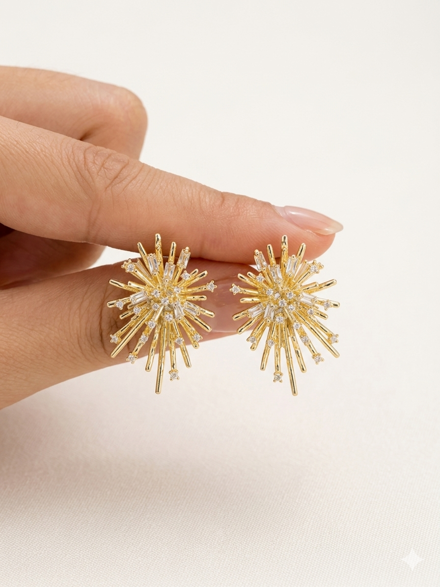Sunburst Crystal Statement Studs