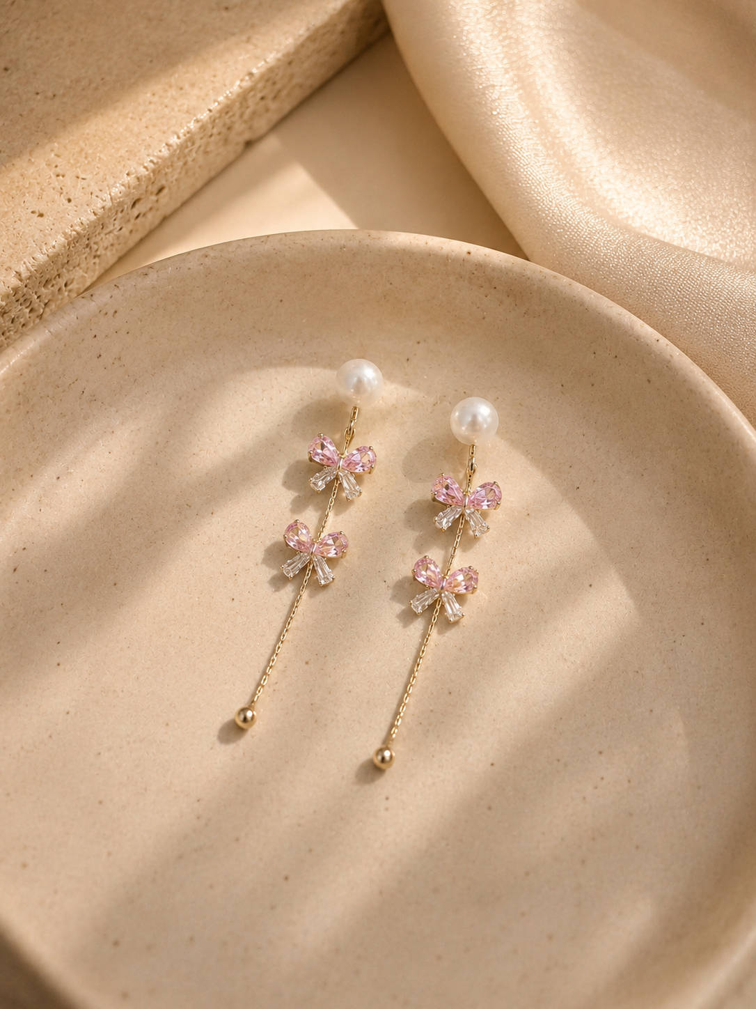 Pink Aurora Bow Chain Drops