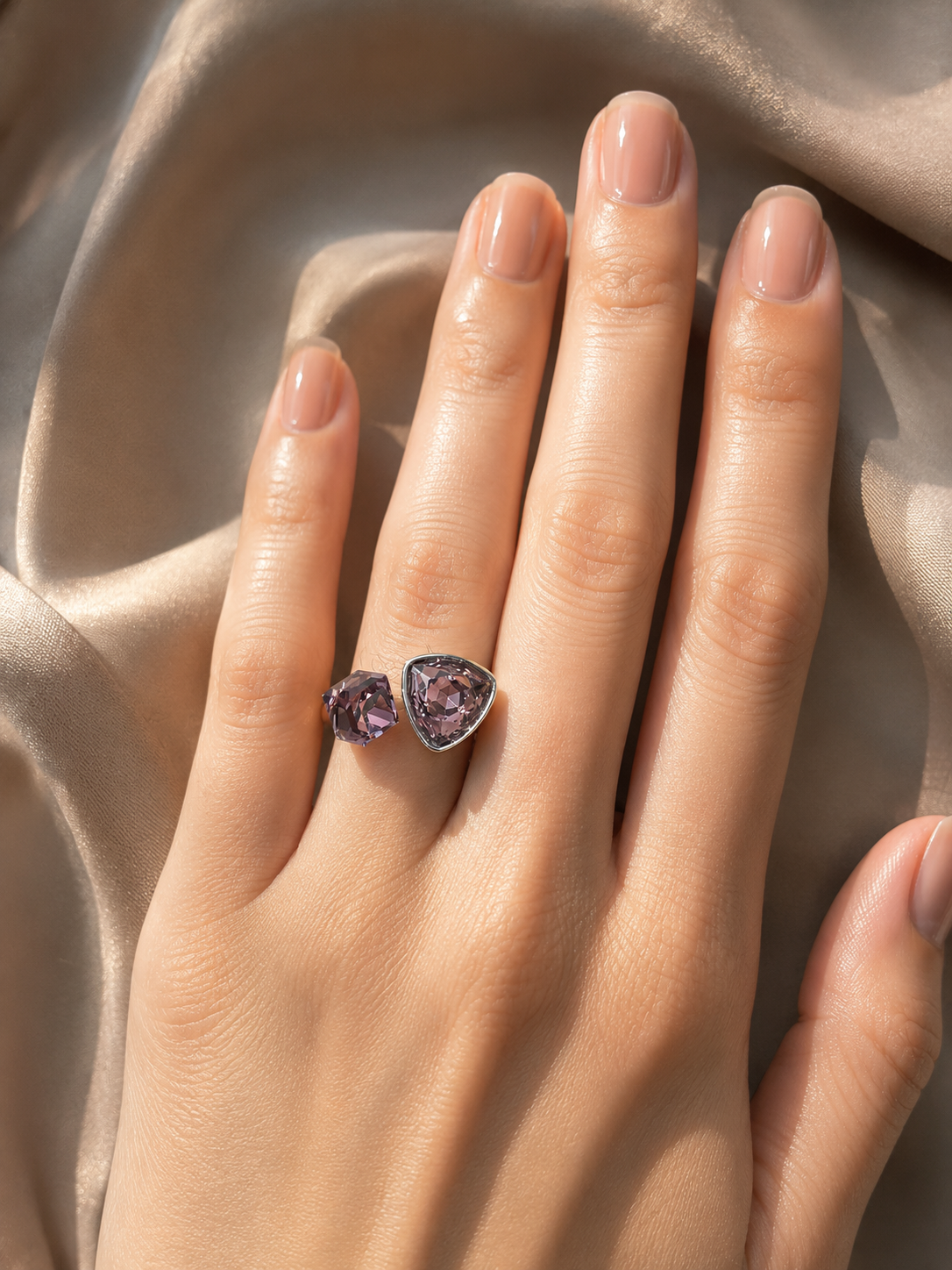 Amethyst Duo Crystal Ring