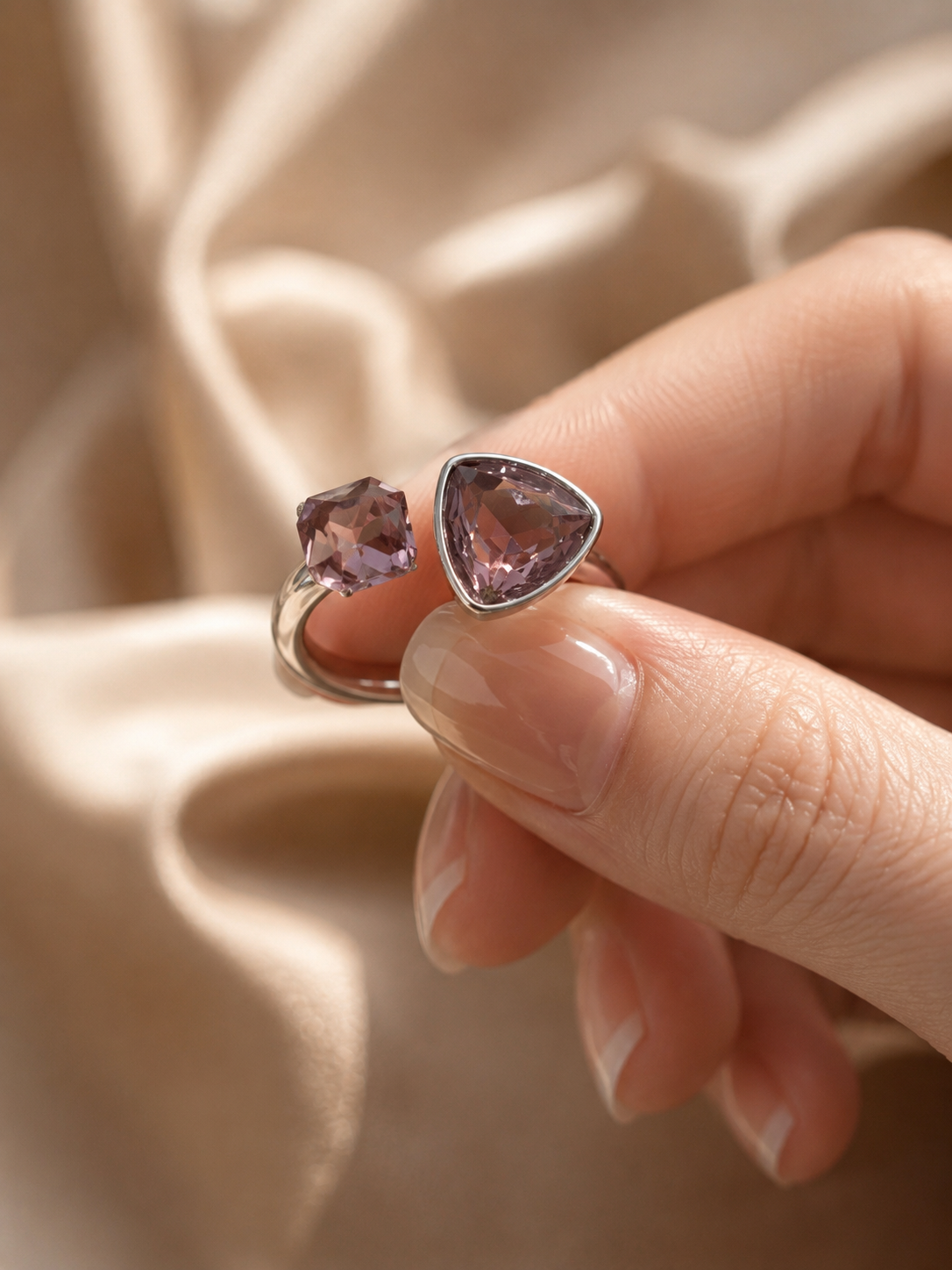 Amethyst Duo Crystal Ring