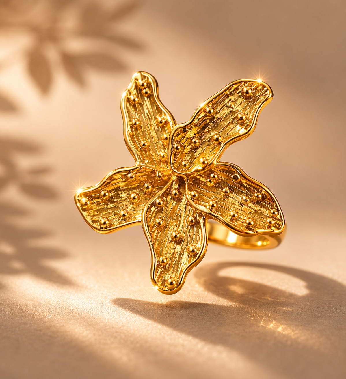 Golden Petal Statement Ring