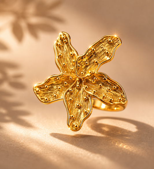 Golden Petal Statement Ring