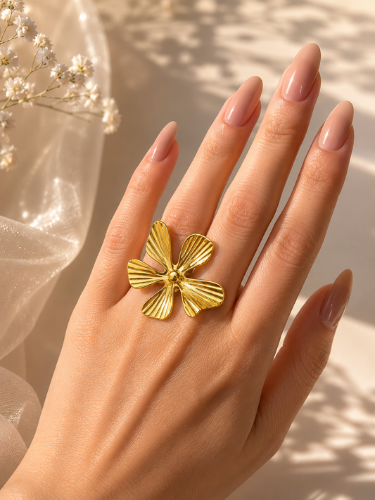 Golden Bloom Statement Ring