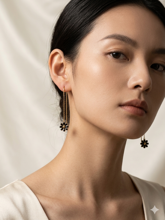 Midnight Daisy Threader Earrings