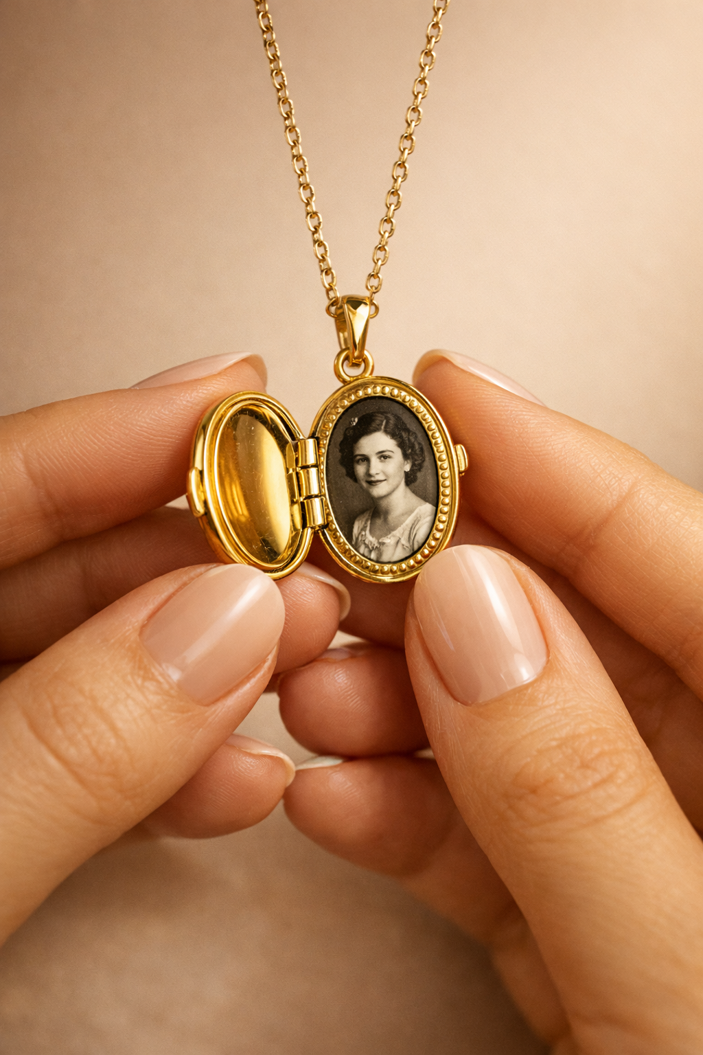 Tulip Photo Locket Chain (Blue)
