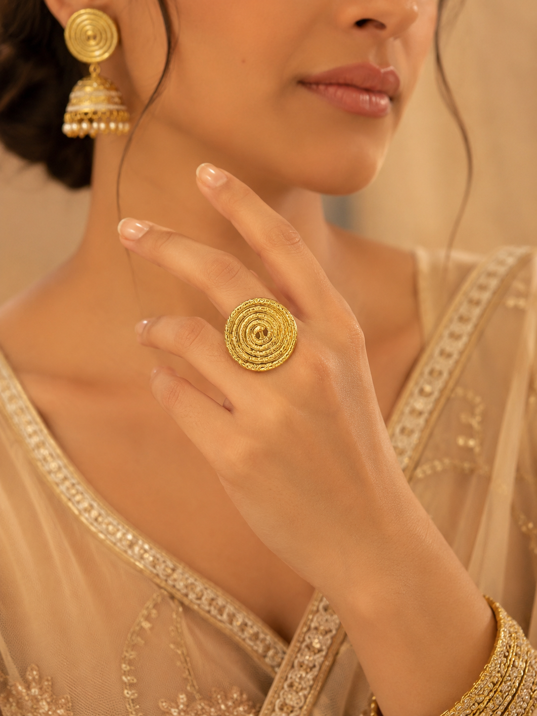 Sun Spiral Statement Ring