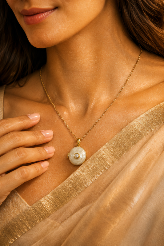 Ivory Bloom Photo Locket