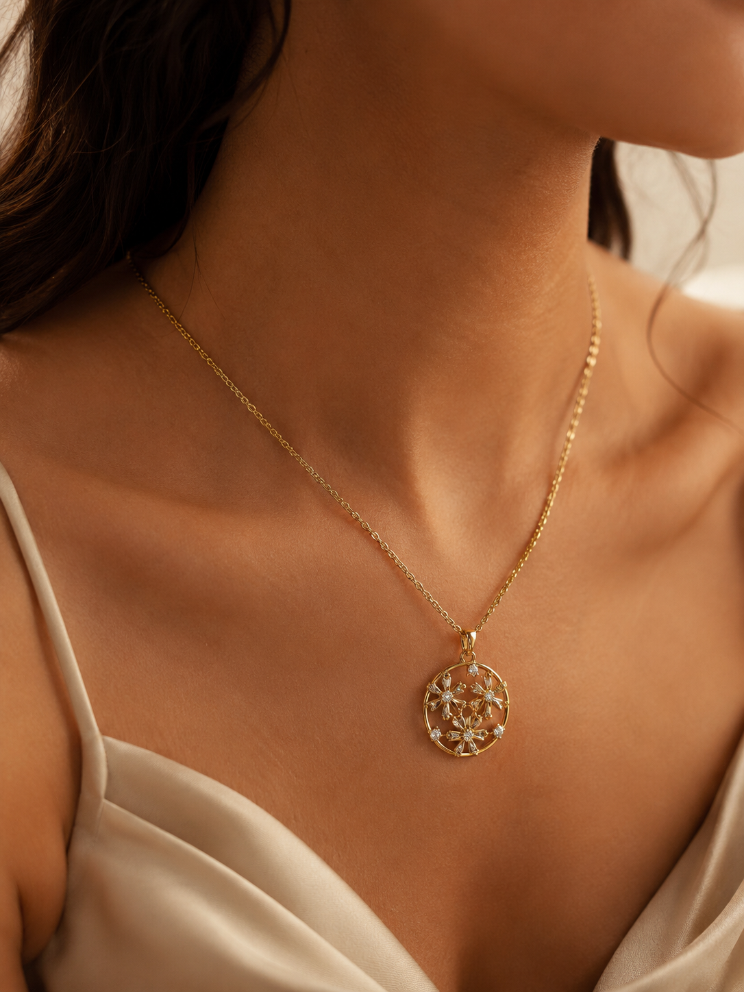 Celestial Snowflake Pendant Chain (White)