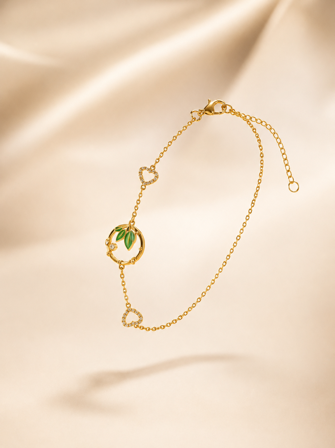 Botanical Heart Circle Charm Bracelet