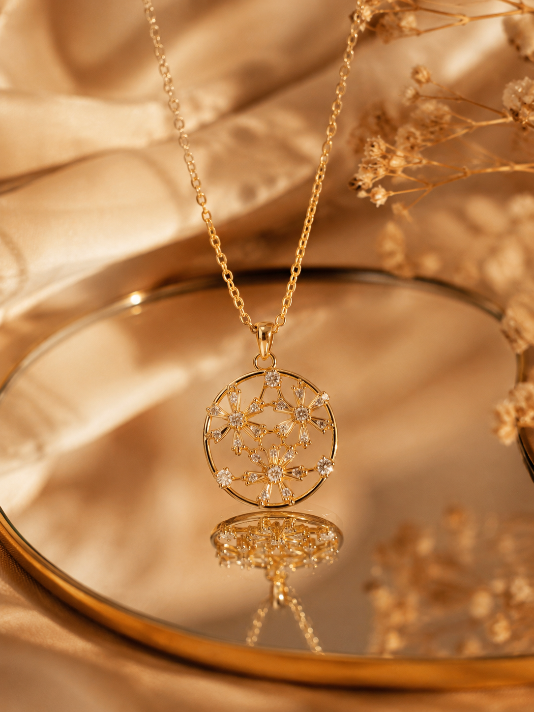 Celestial Snowflake Pendant Chain (White)