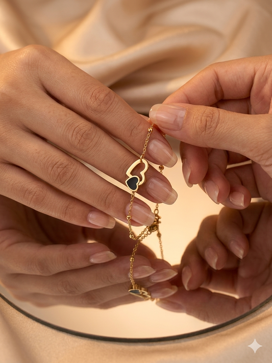 Midnight Duo Heart Bracelet