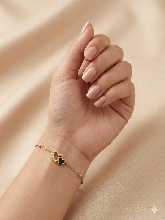 Midnight Duo Heart Bracelet