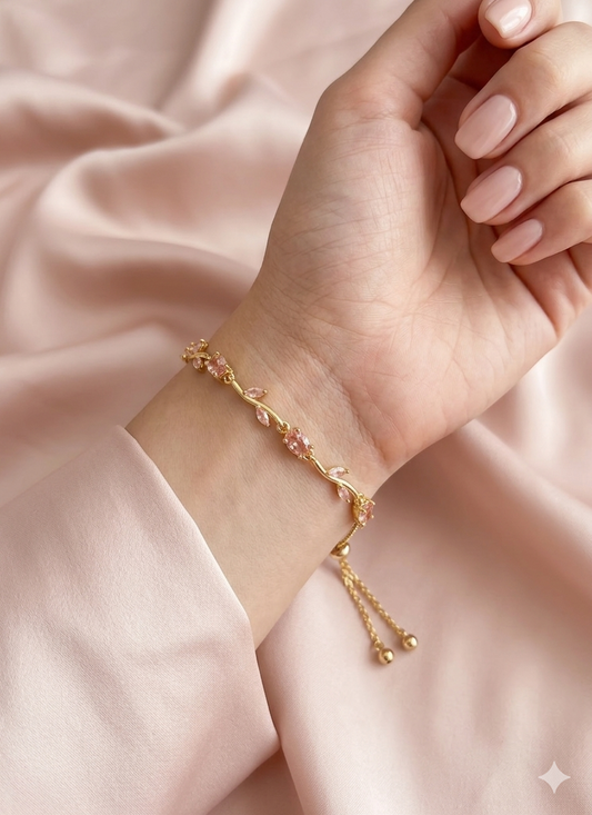 Tulip Crystal Bracelet (Blush Pink)