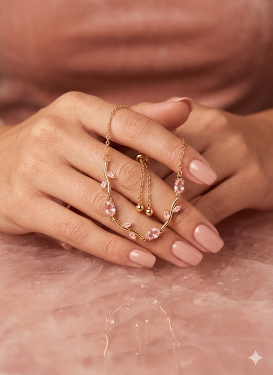 Tulip Crystal Bracelet (Blush Pink)