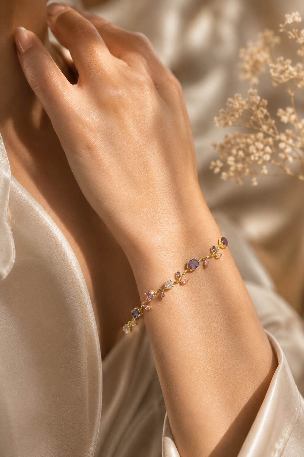 Tulip Crystal Bracelet (Amesthyst)