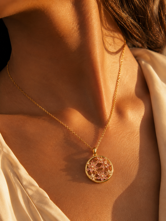Celestial Snowflake Pendant Chain (Blush pink)