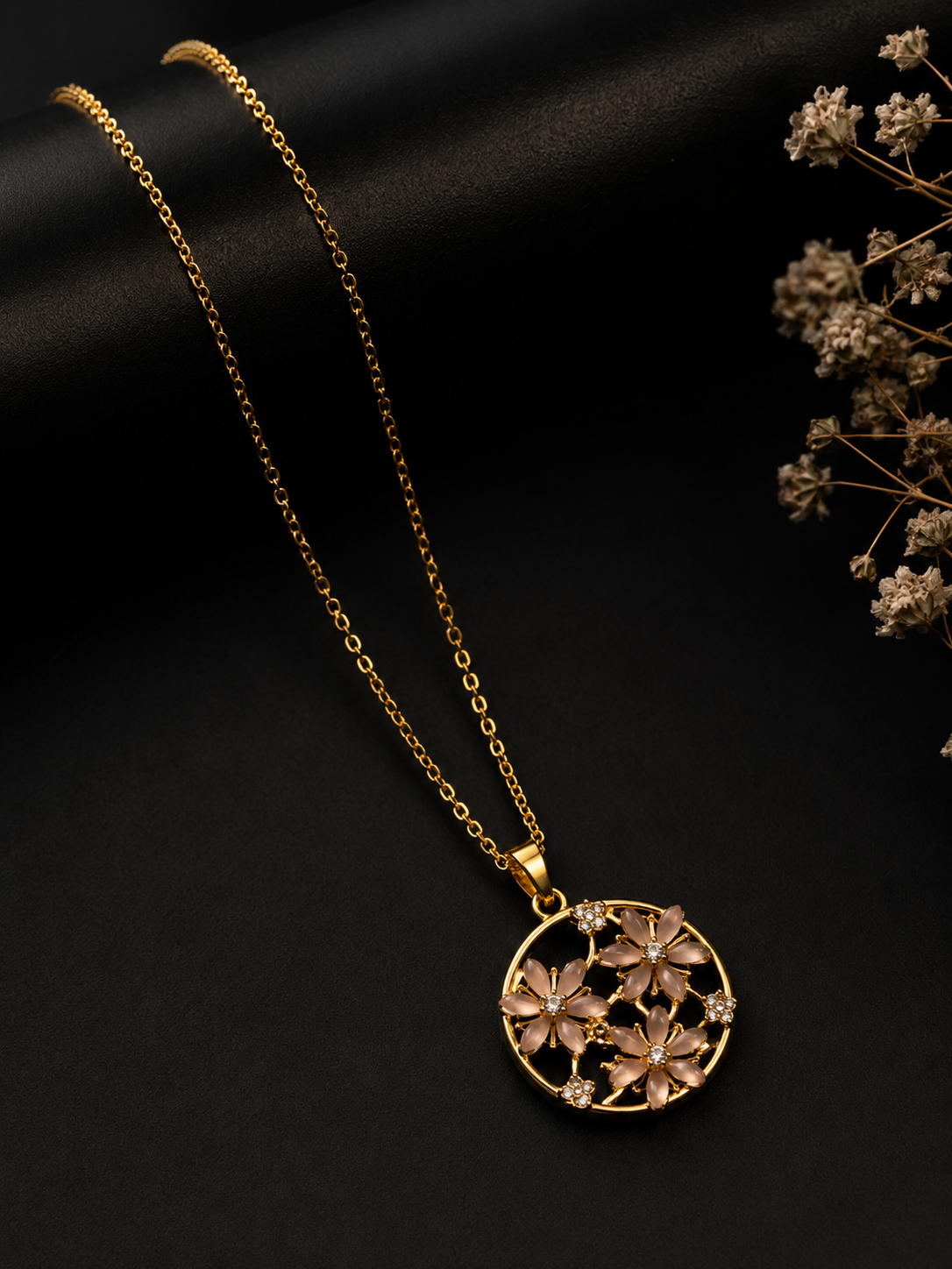 Celestial Snowflake Pendant Chain (Blush pink)