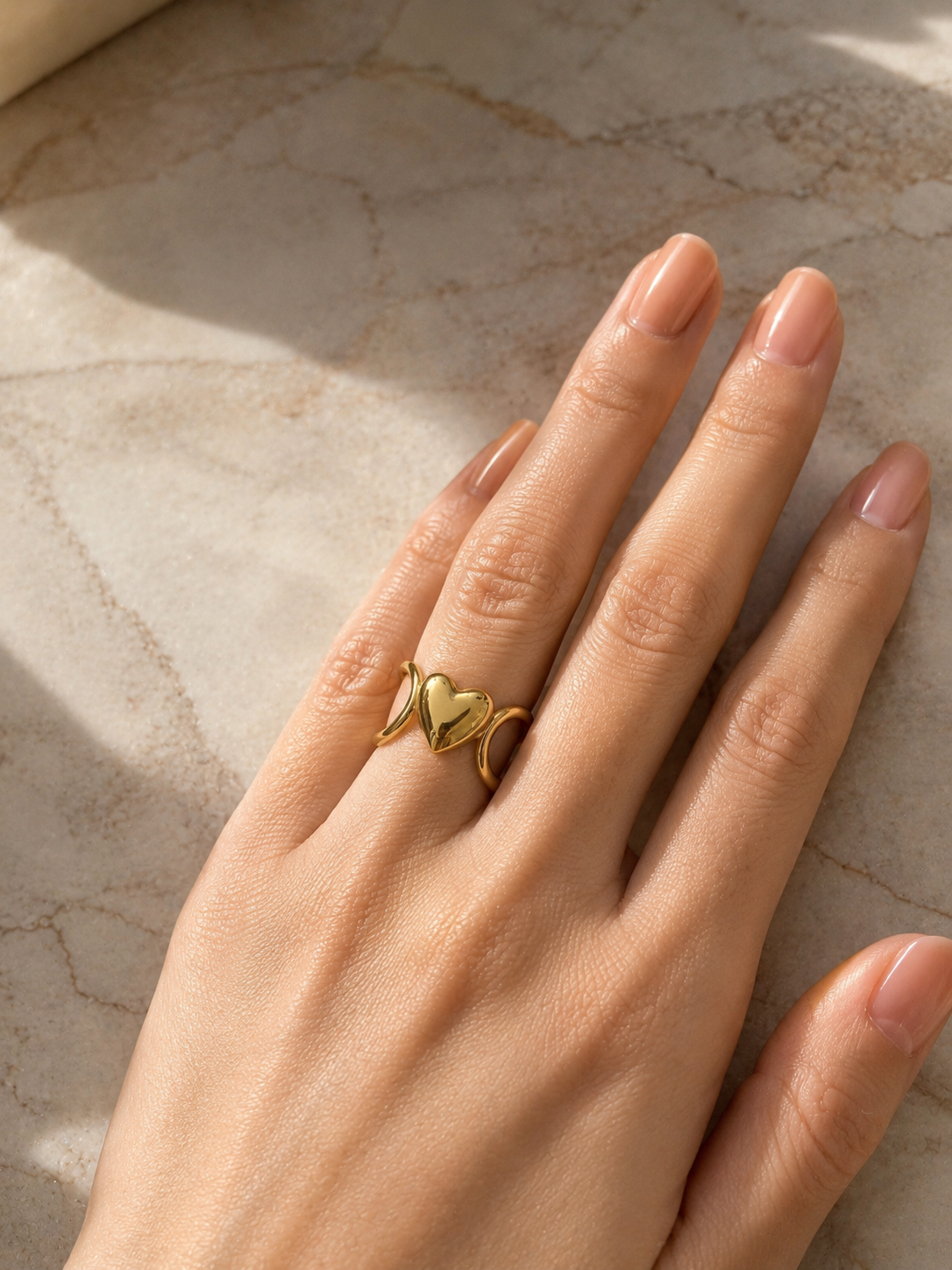 Minimal Puffy Heart Statement Ring