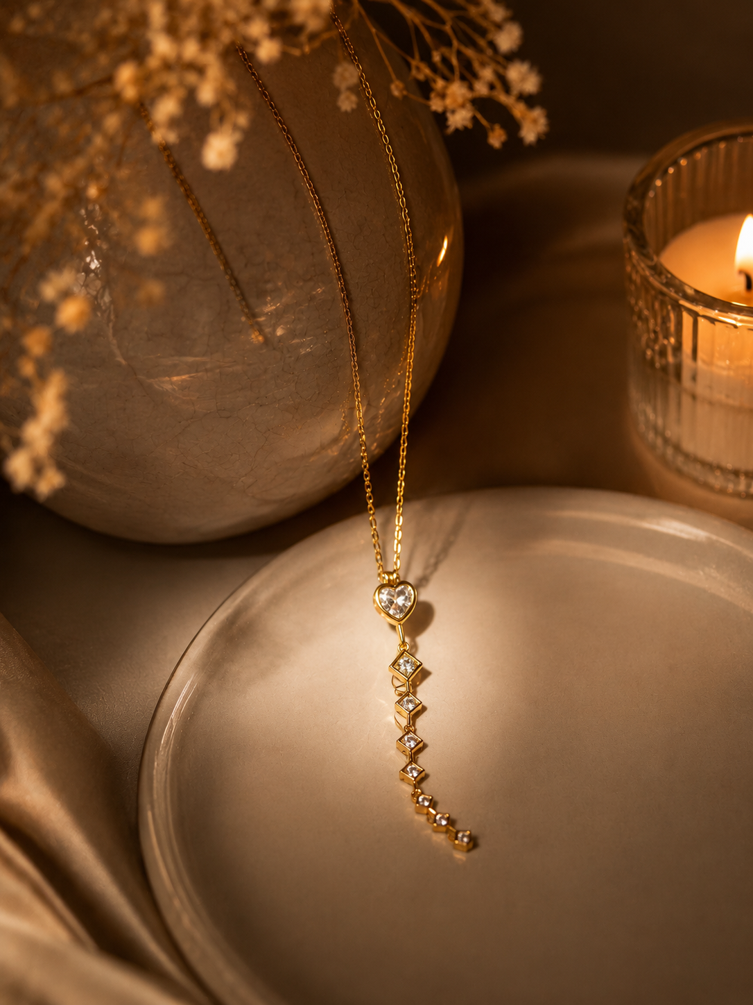 Crystal Cascade Heart Necklace