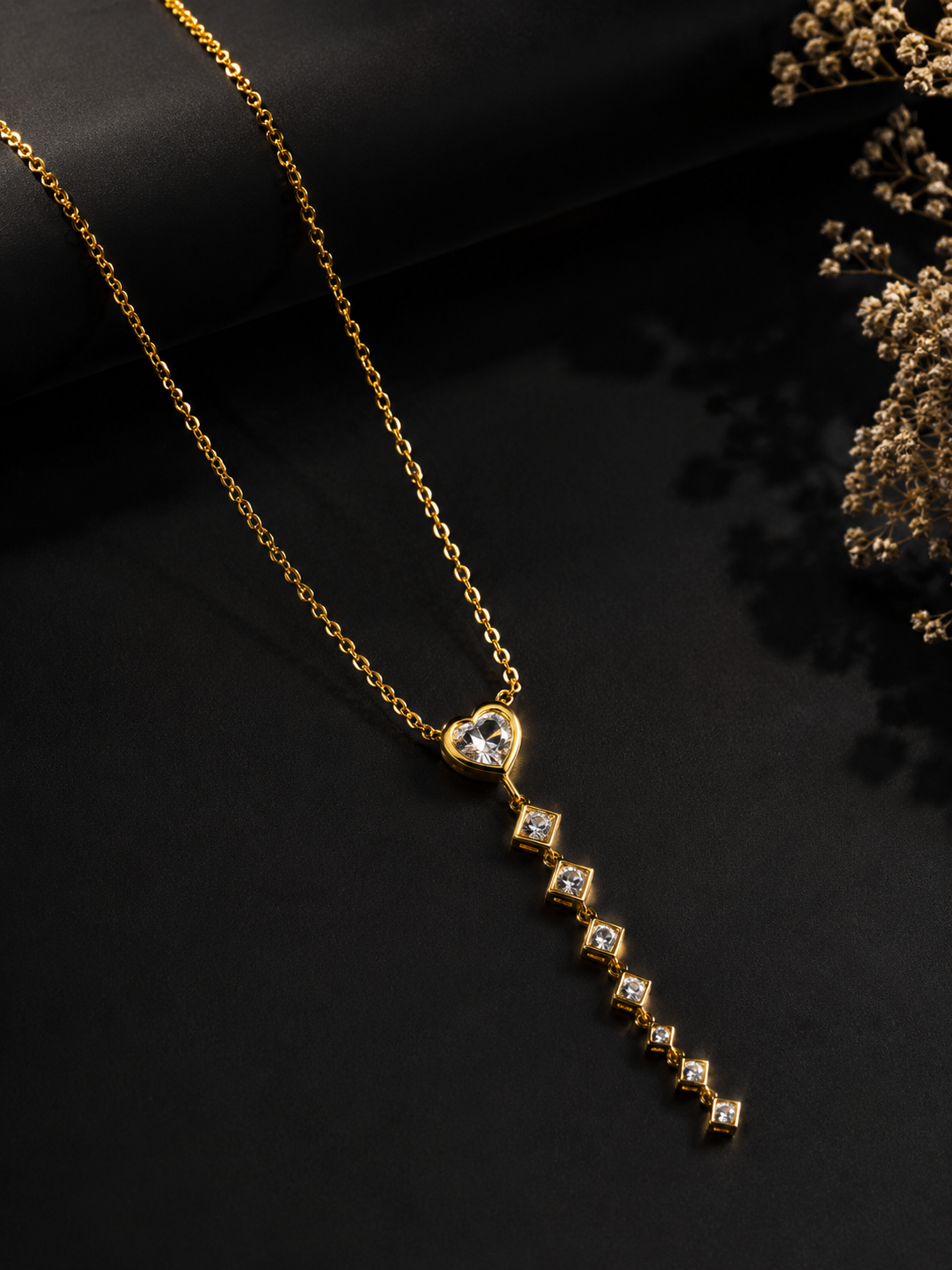 Crystal Cascade Heart Necklace