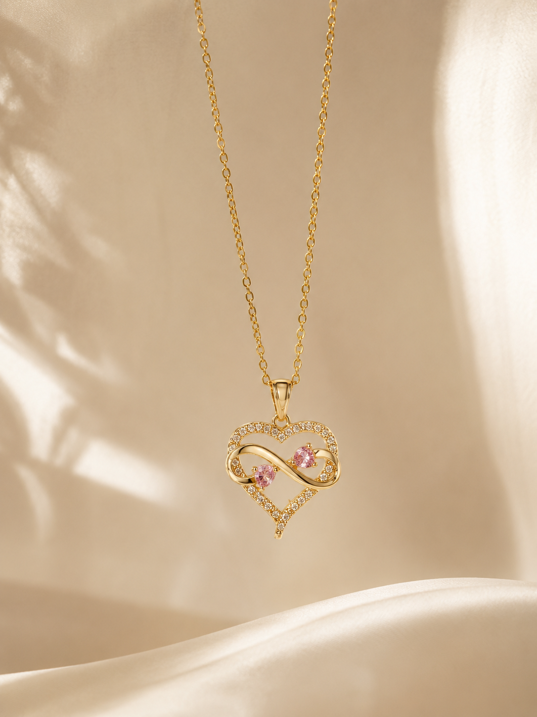 Infinity Heart Necklace (Blush Pink)